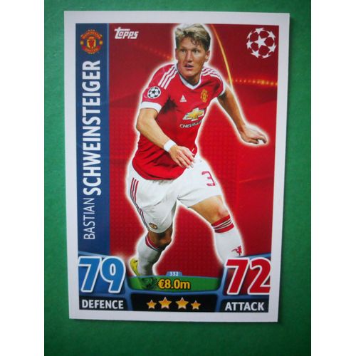 Bastian Schweinsteiger 332 - Manchester United Fc - Carte Match Attax Topps 2015/2016 - Uefa Champions League