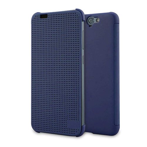 Etui Folio A Rabat Htc One A9 Dot View Bleu Cover Eco-Cuir (Pu)