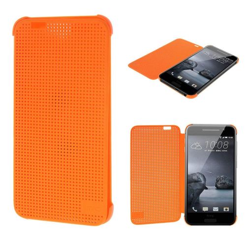 Etui Folio A Rabat Htc One A9 Dot View Orange Cover Eco-Cuir (Pu)