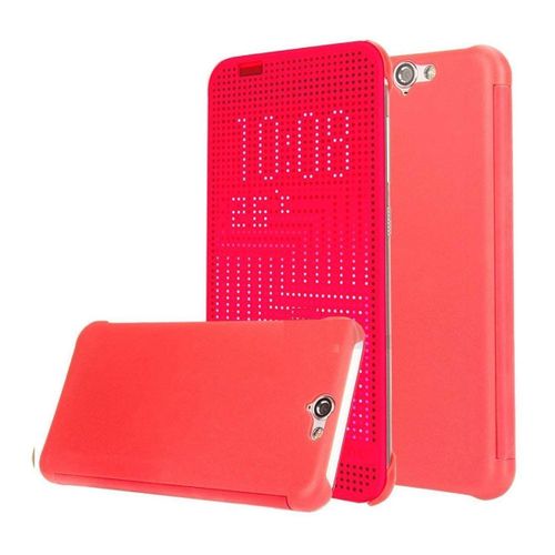 Etui Folio A Rabat Htc One A9 Dot View Rouge Cover Eco-Cuir (Pu)