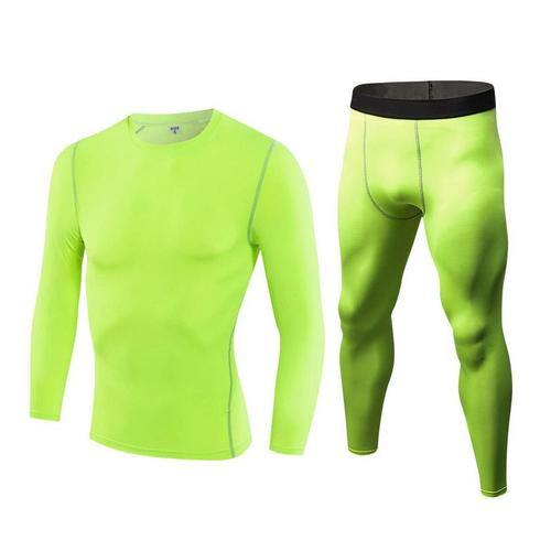 Vêtements De Sport Homme 2 Pièces T-Shirt De Compression Et Collant Running Séchage Rapide