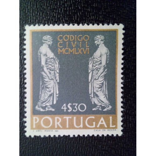 Timbre Portugal Yt 1016 Deux Statues Antiques 1967