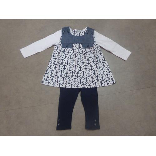 Neuf Ensemble Fille Style Marin Tex - 12 Mois