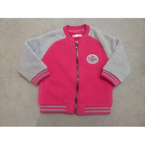 Blouson Teddy Polaire Fuchsia/Gris Du Pareil Au Même - Taille 12 Mois