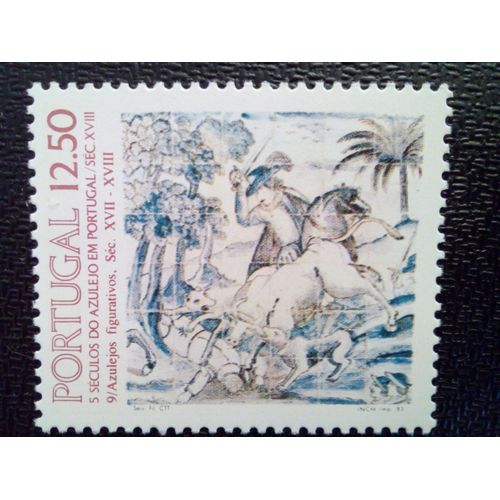 Timbre Portugal Yt 1571 Carreau 5 Siècles Au Portugal - Raison Xviiième 9 1983