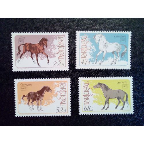 Timbre Portugal Yt 1668 À 1671 Séries: Chevaux De Portugal 1986