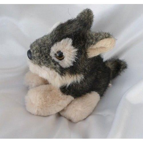 Doudou Peluche Chien Assis Gris Noir Beige Wild Republic