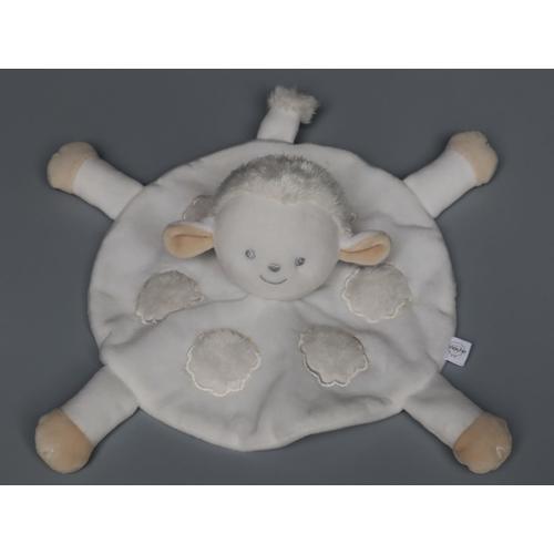 Doudou Mouton Plat Blanc Beige Kimbaloo Brioche