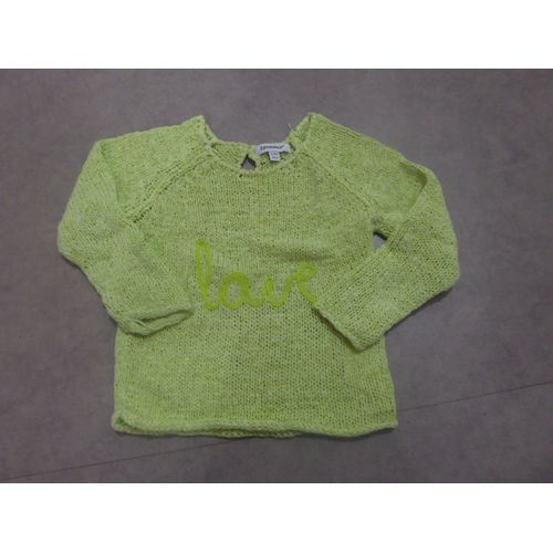 Pull Léger Vert Anis "Love" 3 Pommes - 18 Mois