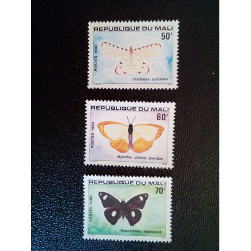 Timbre Mali Yt 392 - 393 - 394 Papillons 1980