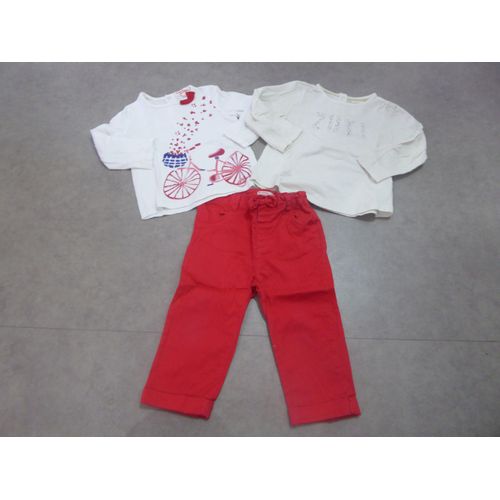 Lot Fille Pantalon + 2 T-Shirts - 18 Mois