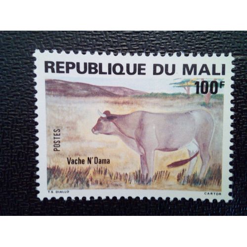 Timbre Mali Yt 421 Vache N'dama (Bos Primigenius Taurus) 1981