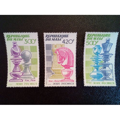 Timbre Mali Yt Pa 477 - 478 - 479 Séries: Pièces D'échec 1983