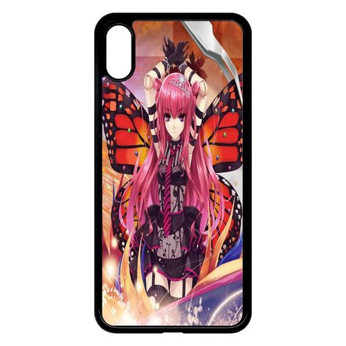 Coque - Fille Manga Rose - Compatible Avec Apple Iphone Xs Max - Plastique - Bord Noir