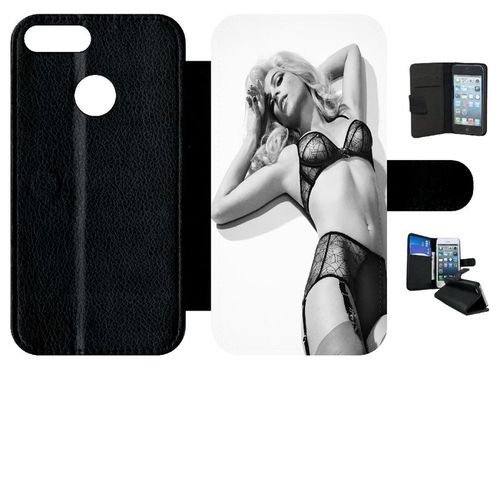 Etui À Rabat Pour Honor 9 Lite - Femme Sexy Noir Et Blanc - Simili-Cuir - Noir