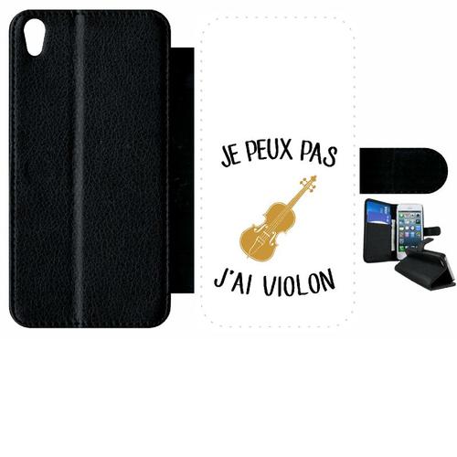 Etui À Rabat Xperia Xa - Je Peux Pas J Ai Violon - Simili-Cuir - Noir