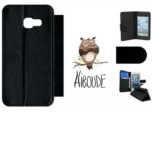 Etui À Rabat Galaxy A3 (2017) - Hiboude Fond Blanc - Simili-Cuir - Noir