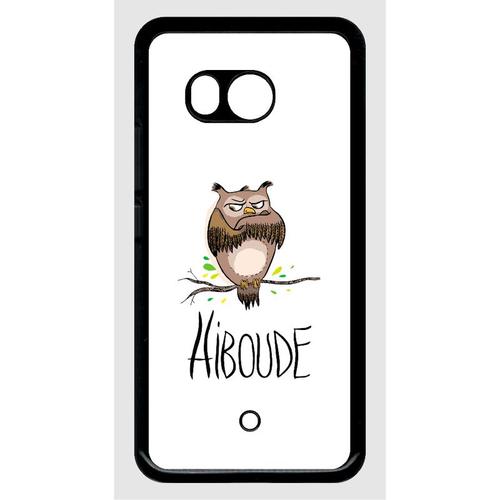 Coque Pour Smartphone - Hiboude Fond Blanc - Compatible Avec Htc U11 - Plastique - Bord Noir