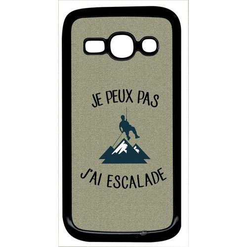 Coque Pour Smartphone - Je Peux Pas J Ai Escalade Fond Texture Gris - Compatible Avec Samsung Galaxy Ace 3 - Plastique - Bord Noir