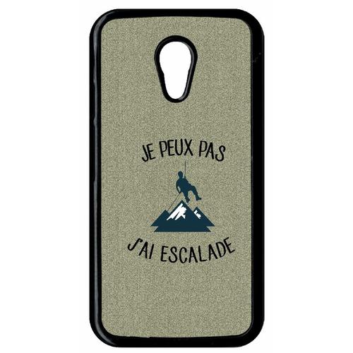 Coque Pour Smartphone - Je Peux Pas J Ai Escalade Fond Texture Gris - Compatible Avec Motorola Moto G (2nd Gen) - Plastique - Bord Noir