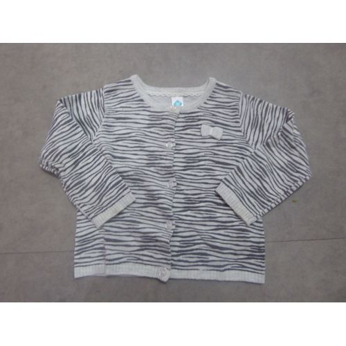 Gilet Fin Gris Zébré Tex - 18 Mois