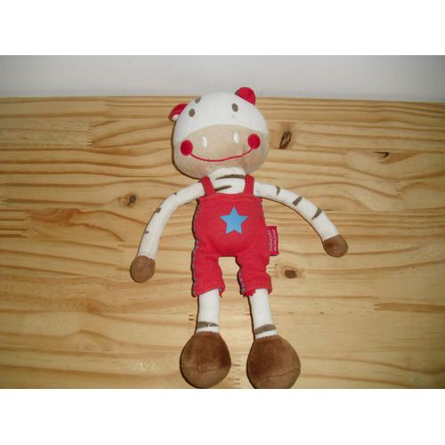 Doudou Vache-Cheval Dpam Salopette Rouge Étoile Bleue