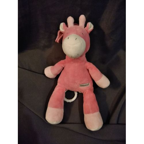 Doudou Musical Girafe Rose Blanc Baby Sun Babysun