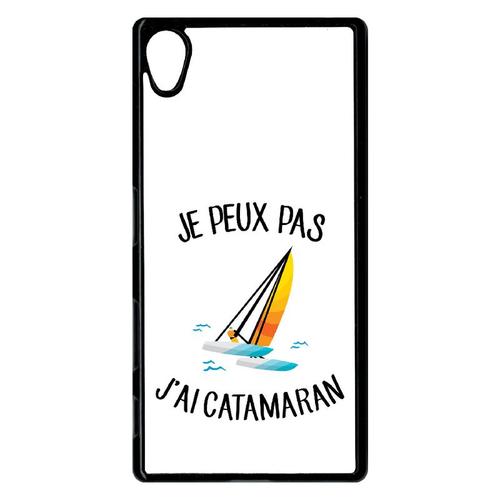 Coque Xperia Z5 - Je Peux Pas J Ai Catamaran Bateau Fond Blanc - Noir