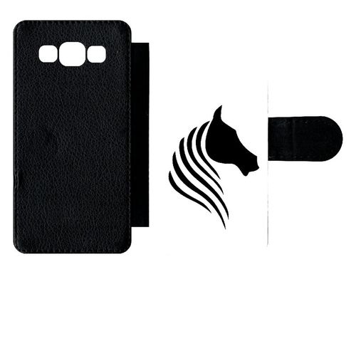 Etui À Rabat Galaxy A5 (2015) - Cheval Fond Blanc - Simili-Cuir - Noir