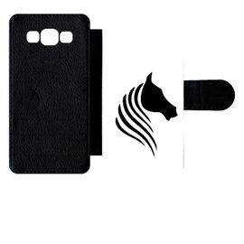 Etui À Rabat Galaxy A5 (2015) - Cheval Fond Blanc - Simili-Cuir - Noir