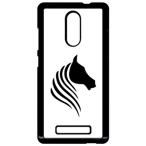 Coque Xiaomi Redmi Note 3 - Cheval Fond Blanc - Noir