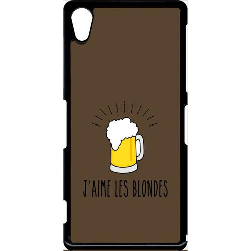 Coque Xperia Z2 - J Aime Les Blondes Biere Fond Brun - Noir