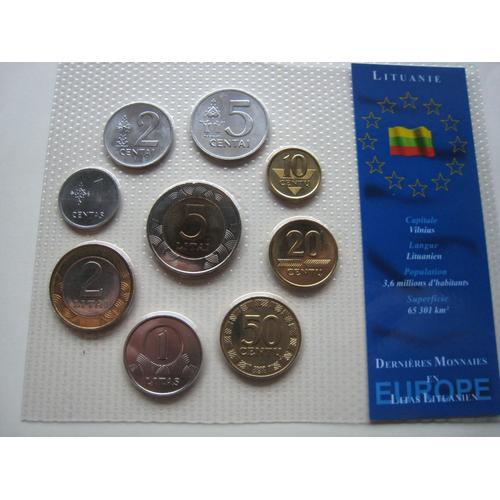 Lot/Set De 9 Pièces De Monnaie Neuves 1-2-5-10-20-50 Centu - 1-2-5 Litai - Lituanie - 1991/2001
