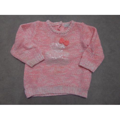 Pull Léger Corail "Ourson" Sequins Lulu Castagnette - 18 Mois