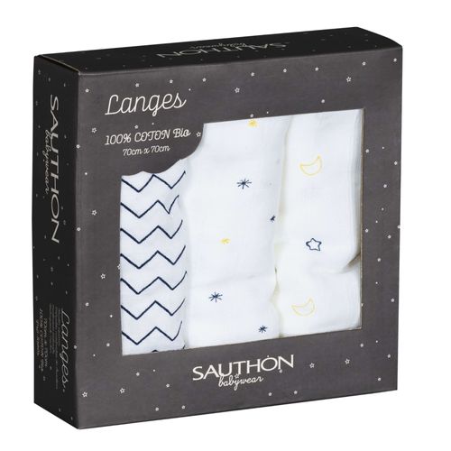 Lot De 3 Langes Bio 70 X 70 Cm Hello - Sauthon