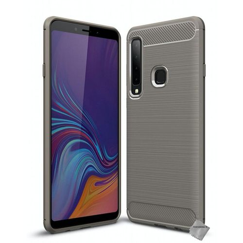 Housse Etui Coque Silicone Gel Carbone Pour Samsung Galaxy A9 (2018) + Film Ecran - Gris