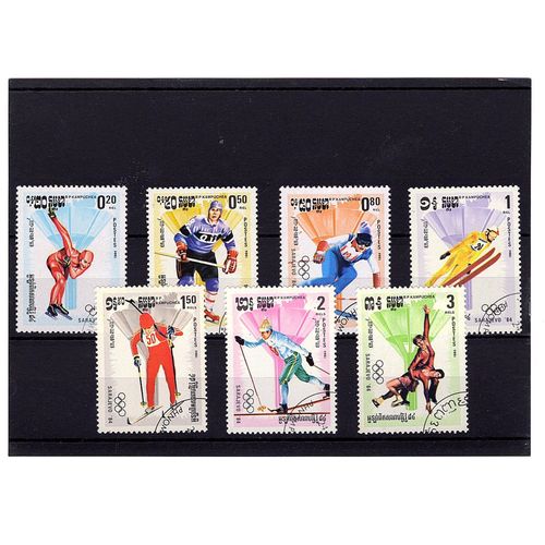 Timbres Kampuchea. Série Complète Sarajevo 1984 (7 Valeurs)