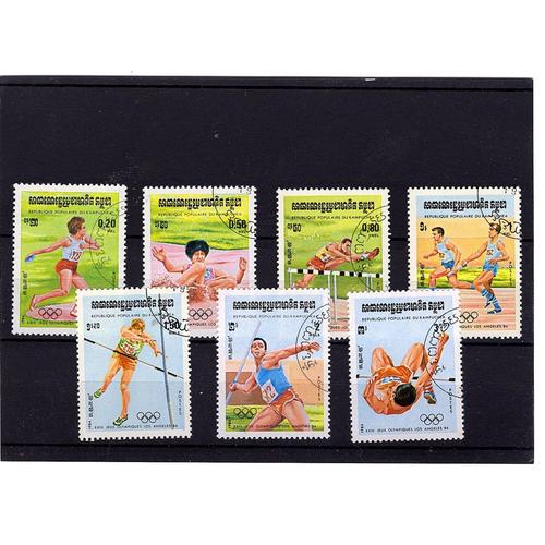 Timbres Kampuchea. Série Complète Jo Los Angeles 1984 (7 Valeurs)