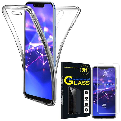 Coque Avant Et Arrière Silicone Pour Huawei Mate 20 Lite 6.3" 360° Protection Intégrale - Transparent+ 1 Film Verre Trempé