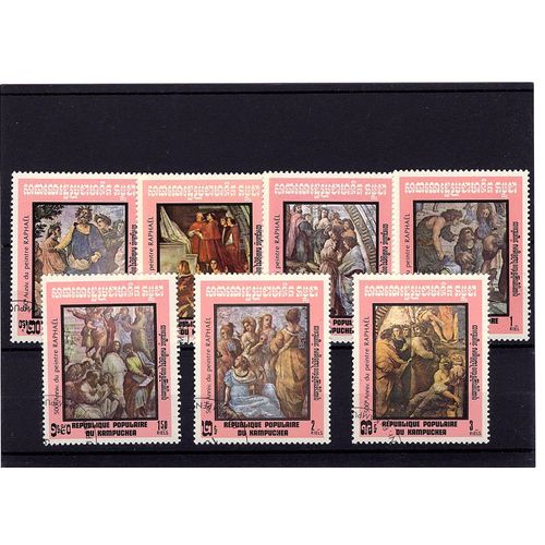 Timbres Kampuchea. Série Complète Peintre Raphael (7 Valeurs)