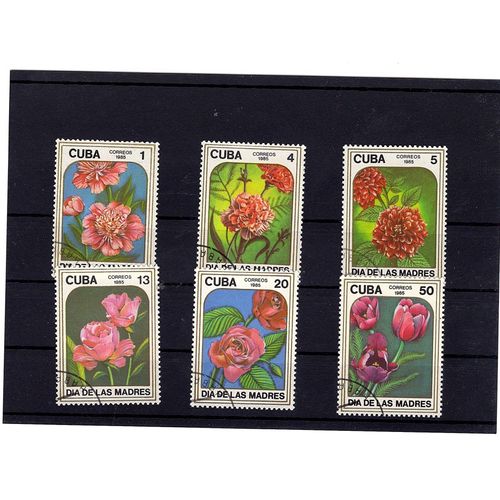 Timbres Cuba (Série Complète 1985 Fleurs) 6 Valeurs