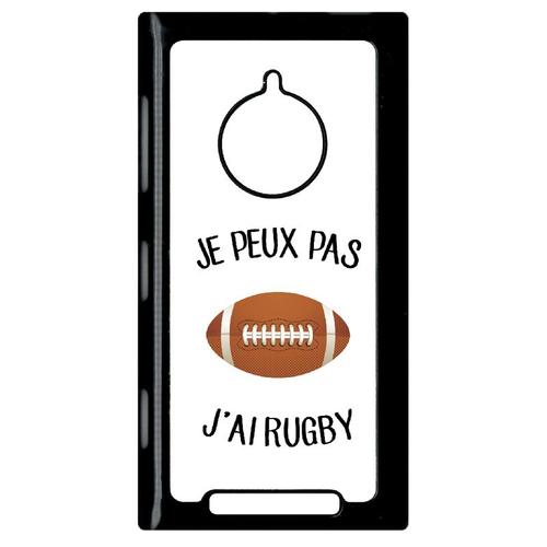 Coque Pour Smartphone - Je Peux Pas J Ai Rugby Ballon Fond Blanc - Compatible Avec Nokia Lumia 830 - Plastique - Bord Noir