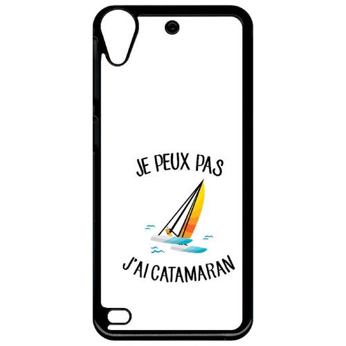 Coque Pour Smartphone - Je Peux Pas J Ai Catamaran Bateau Fond Blanc - Compatible Avec Htc Desire 530 - Plastique - Bord Noir