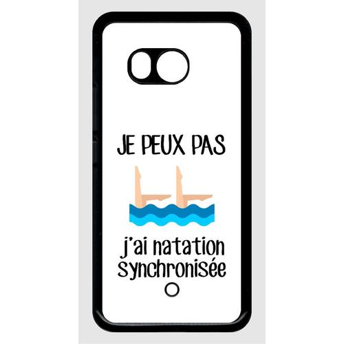 Coque Pour Smartphone - Je Peux Pas J Ai Natation Synchronisee Fond Blanc - Compatible Avec Htc U11 - Plastique - Bord Noir