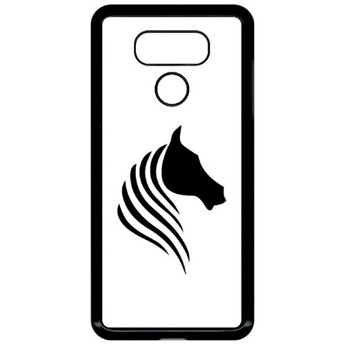 Coque Pour Smartphone - Cheval Fond Blanc - Compatible Avec Lg G6 - Plastique - Bord Noir