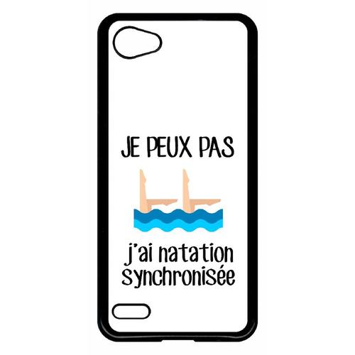 Coque Pour Smartphone - Je Peux Pas J Ai Natation Synchronisee Fond Blanc - Compatible Avec Lg Q6 - Plastique - Bord Noir
