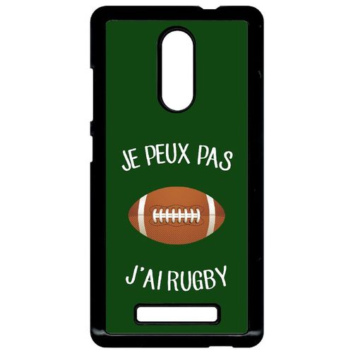 Coque Xiaomi Redmi Note 3 - Je Peux Pas J Ai Rugby Ballon Fond Vert - Noir