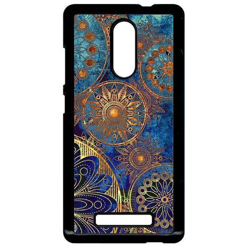 Coque Xiaomi Redmi Note 3 - Ornements Or Et Bleu Nuit - Noir