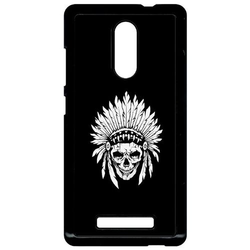 Coque Xiaomi Redmi Note 3 - Tete De Mort Coiffe Indienne Noir Et Blanc - Noir
