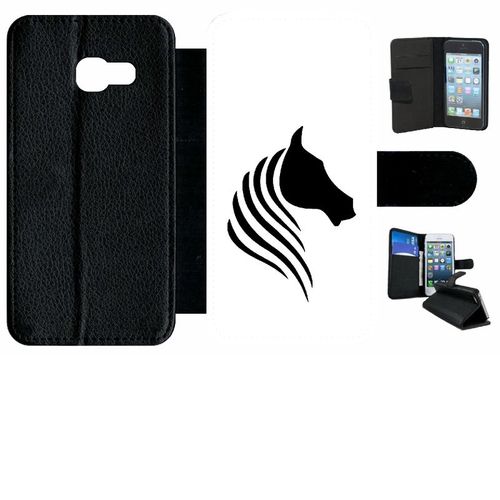 Etui À Rabat Galaxy A3 (2017) - Cheval Fond Blanc - Simili-Cuir - Noir
